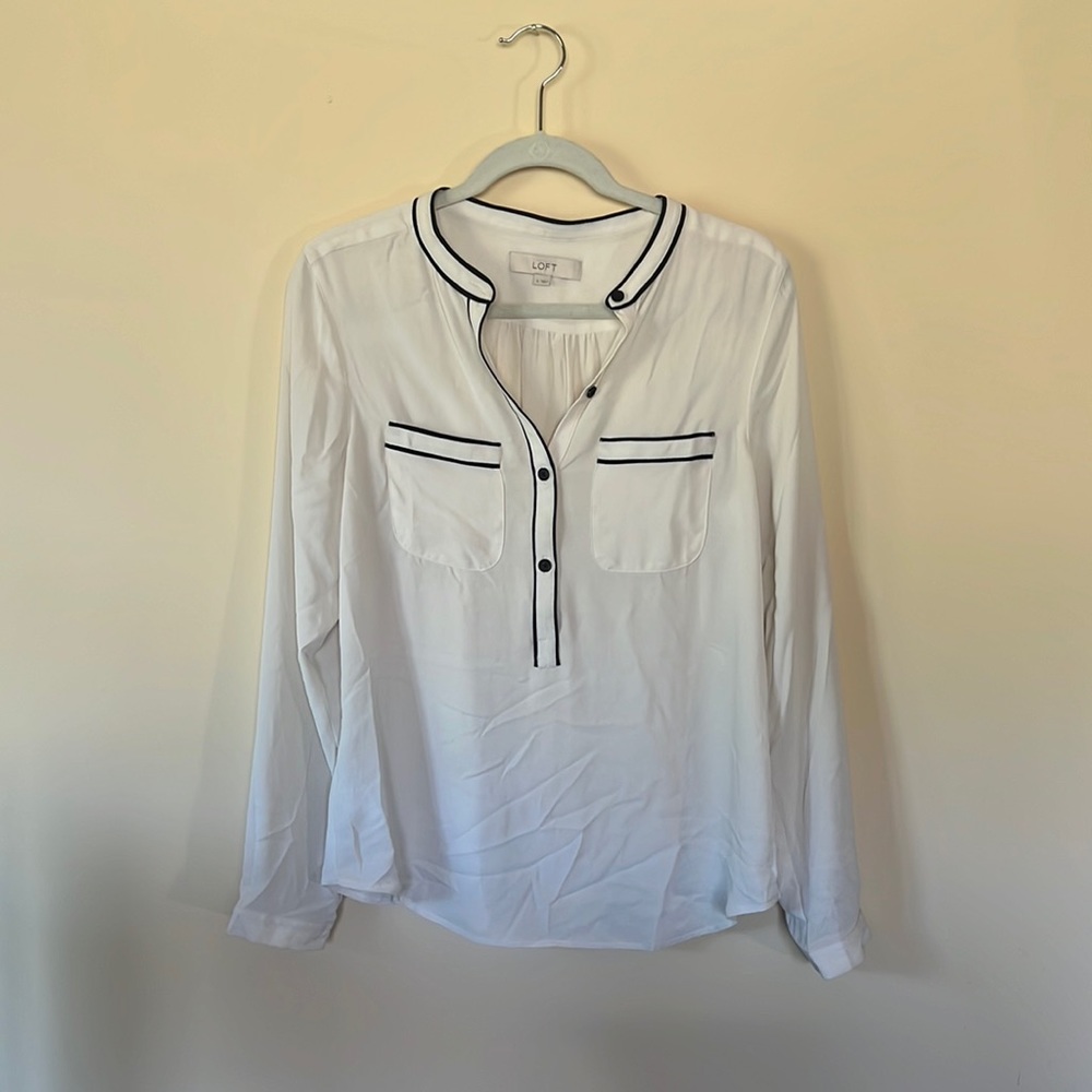 Ann Taylor Loft White Blouse, size small
